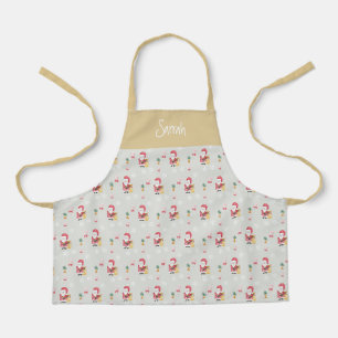 Tablier Candy Père Noël Motif de Noël aquarelle Monogramme