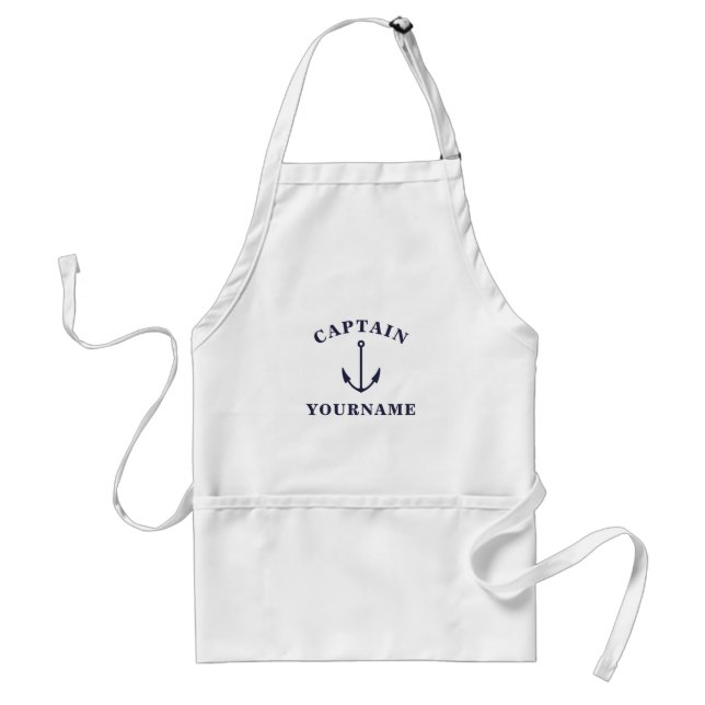 Tablier Capitaine Avec Votre Nom Ancre Nautique Apron (Devant)