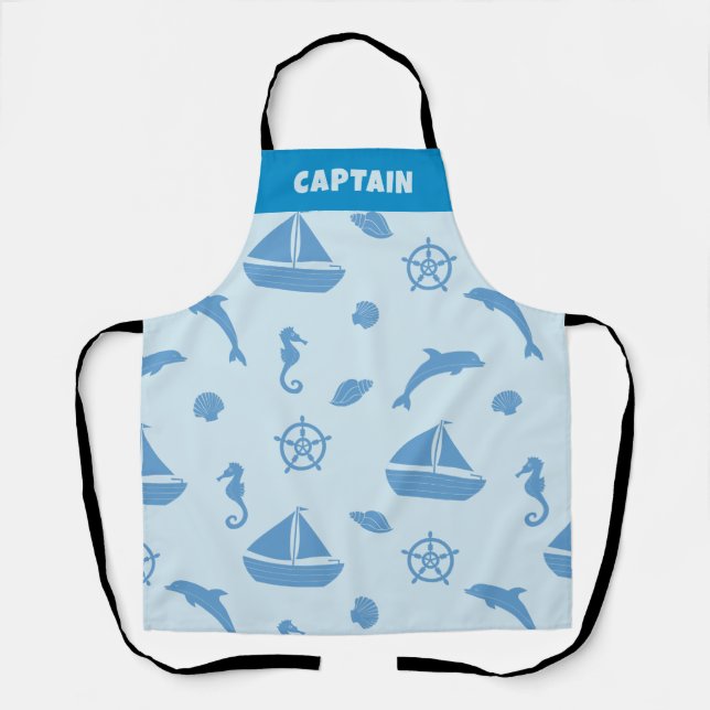 Tablier "CAPITAINE" Customisé Apron nautique (Recto)
