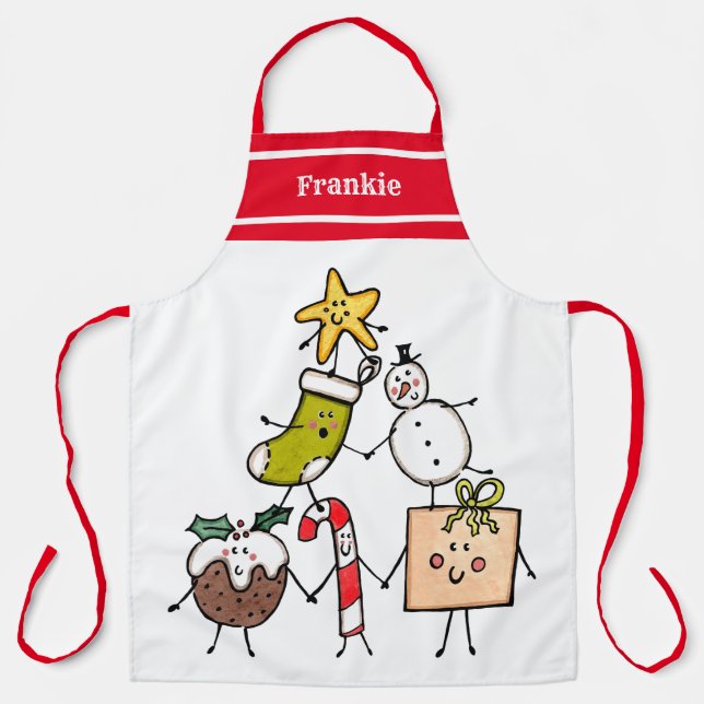 Tablier Caractères de Noël personnalisés (Recto)