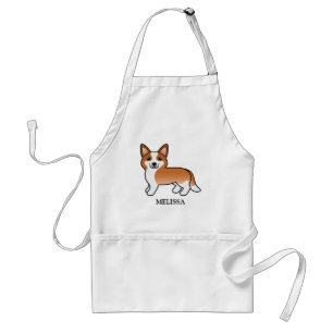 Tablier Cardigan Rouge Et Blanc Corgi Welsh Chien Et Nom