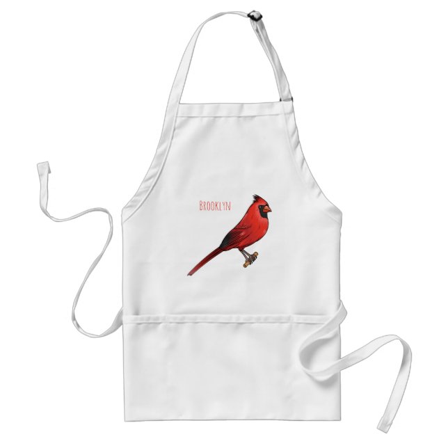 Tablier Cardinal du Nord dessin animé d'oiseau (Devant)