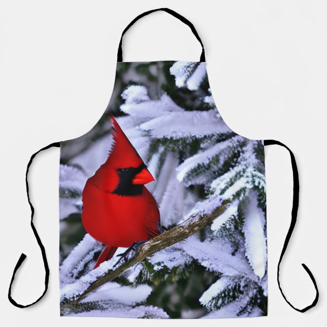 Tablier Cardinal rouge d'hiver (Recto)