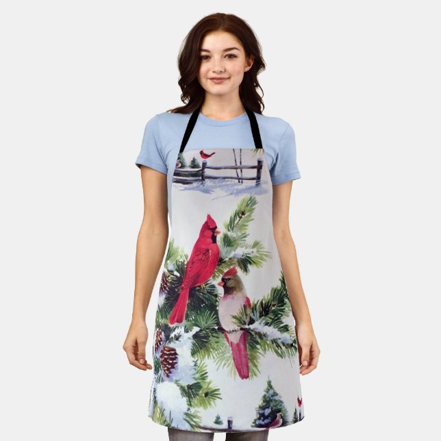 Tablier Cardinaux dans la neige (Porté)