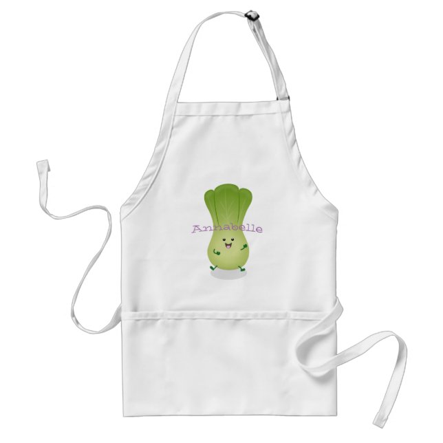 Tablier Caricature de bok choy jote happy (Devant)