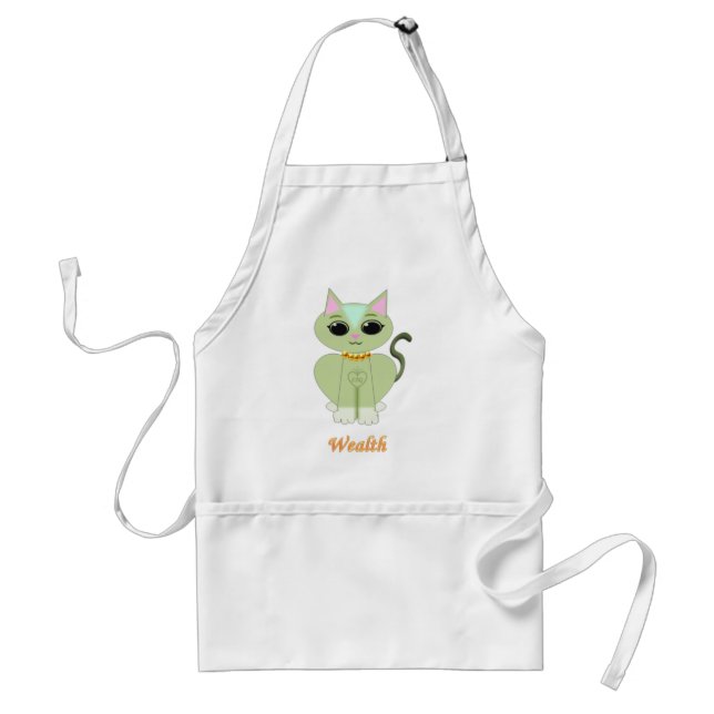 Tablier Caricature de chat kitty vert mignon (Devant)