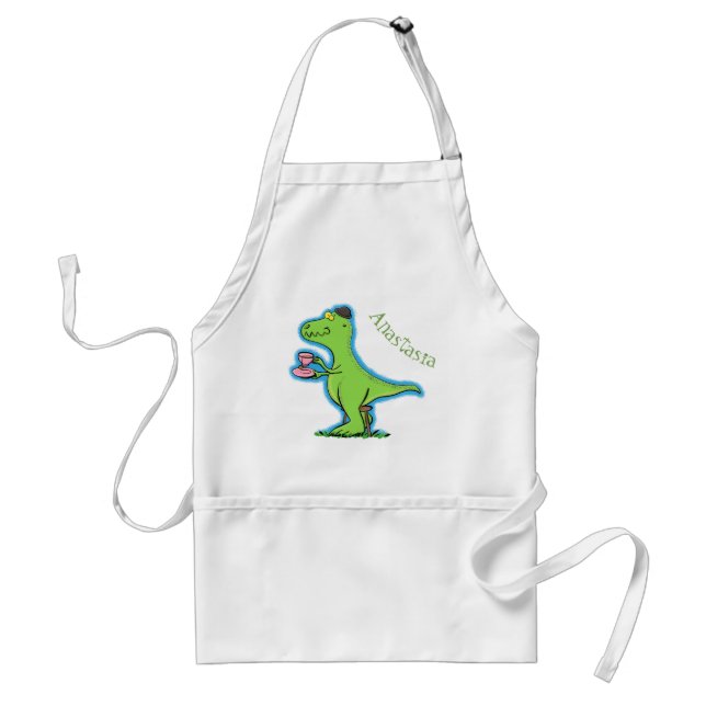Tablier Caricature de dinosaure vert t rex (Devant)
