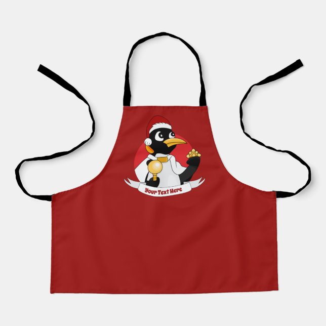 Tablier Caricature de Noël de l'empereur pingouin Apron (Recto)