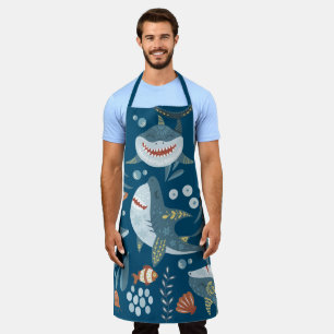 Tablier Caricature de requin amusant collage jolie illustr