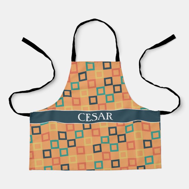 Tablier Carré Peach Blue Minimal Motif (Recto)