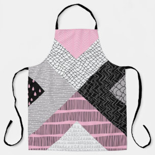 Tablier Carreaux de patchwork, motif de dessin main libre.