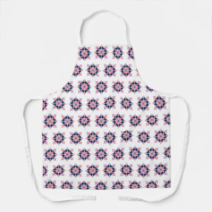 Tablier Carreaux Floraux Géométriques Rose Pâle et Nuit