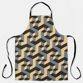 Tablier Carreaux géométriques complexes en ivoire argenté