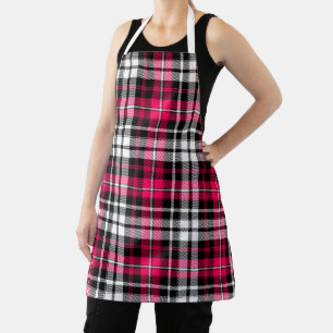 Tablier Carreaux Tartan Rose Noir Blanc