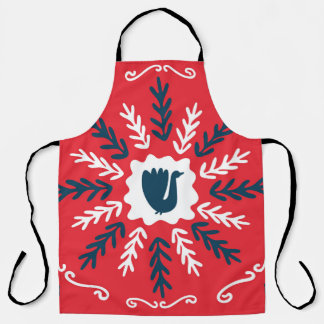 Tablier Carrelage de Noël Folk Doodle Art