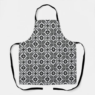 Tablier Carrelage marocain, blanc avec arrière - plan noir