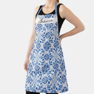 Tablier Carrelage portugais Bleu méditerranéen Floral
