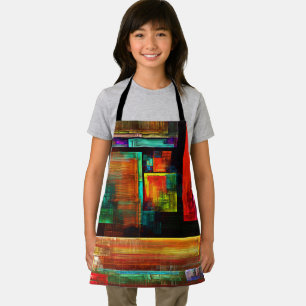 Tablier Carrés colorés Motif d'art Abstrait moderne #04
