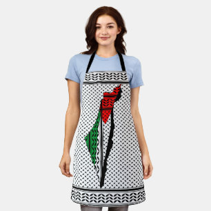 Tablier Carte de Palestine avec drapeau et Motif Keffiyeg