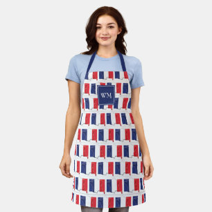 Tablier CARTE DRAPEAU FRANCE   Monogramme   Français