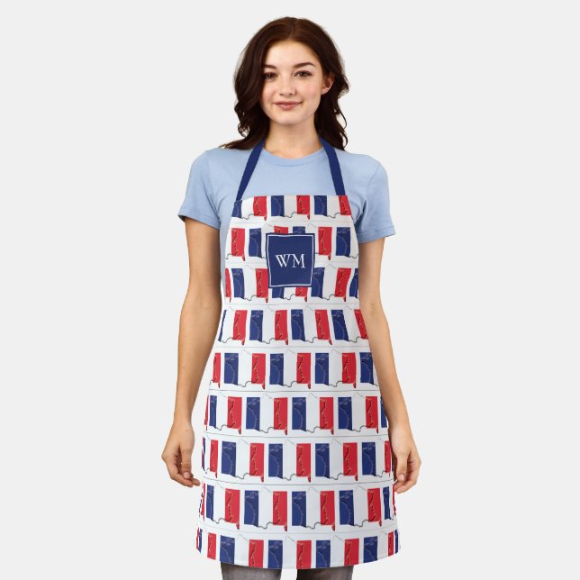 Tablier CARTE DRAPEAU FRANCE | Monogramme | Français (Porté)