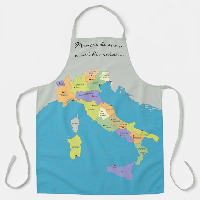 Tablier Carte du proverbe sicilien en Italie (Recto)