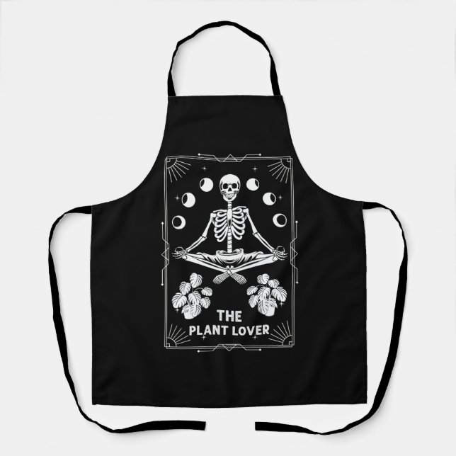 Tablier Carte Plante Lover Tarot Halloween Skeleton Moon (Recto)