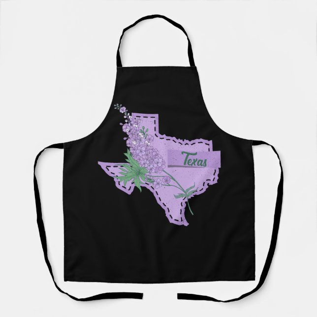 Tablier Carte Texas Etat de l'Amérique Bluebonnet Violet F (Recto)