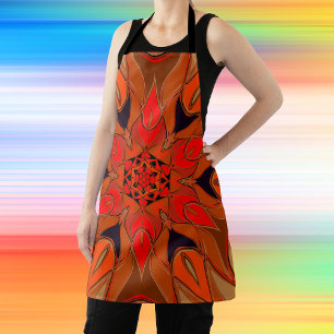 Tablier Carton Mandala Flower Orange
