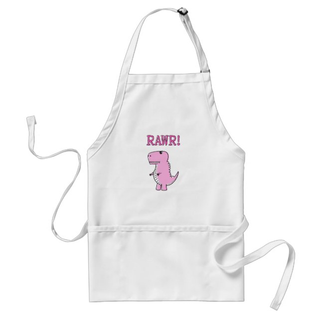 Tablier Cartoon T-Rex Dinosaur Mignonne Et Rose En Colère (Devant)