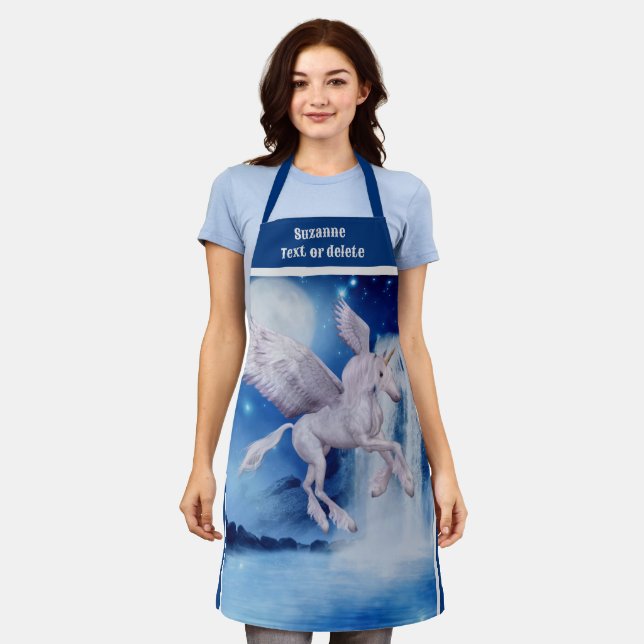 Tablier Cascade de Cheval Unicorne Volant Personnalisée (Porté)