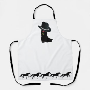 Tablier Casquette du pays, Bottes & Chevaux sur aire blanc
