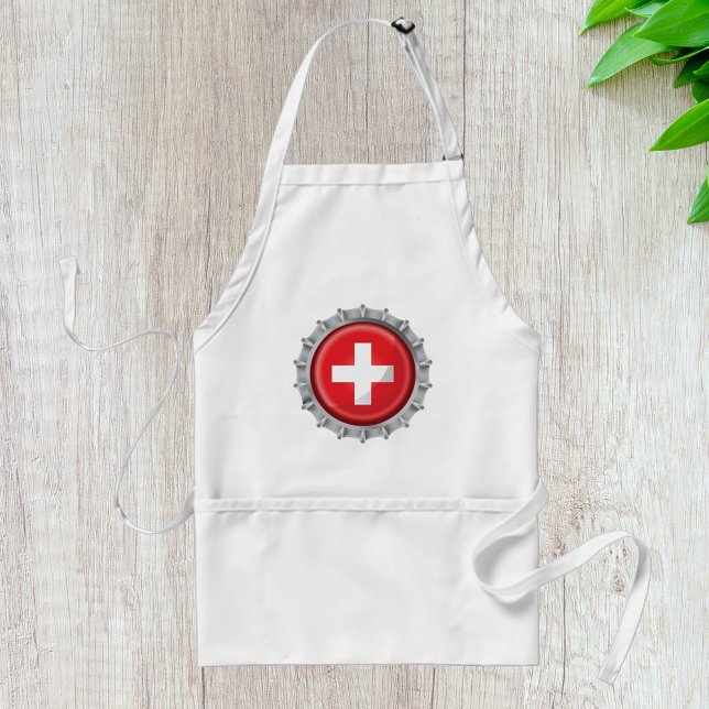 Tablier Casquette suisse de bouteille drapeau (Créateur téléchargé)