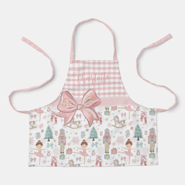 Tablier Casse-noisette Whimsical Pastel Rose Ballet de Noë (Recto)