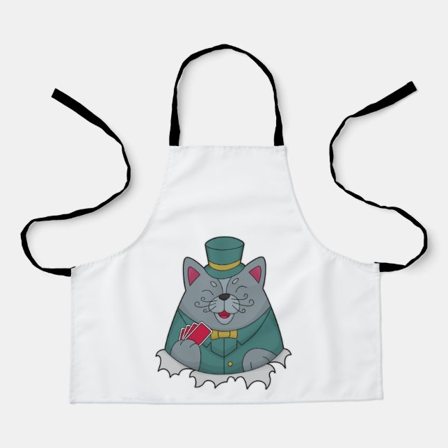 Tablier Cat at Poker avec cartes de Poker (Recto)