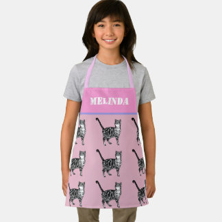 Tablier Cat Tabby Motif Pastel Chats Enfants PinkGirls Apr