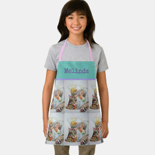 Tablier Cat Tabby Pastel Chats Enfants Aqua Girls Pink