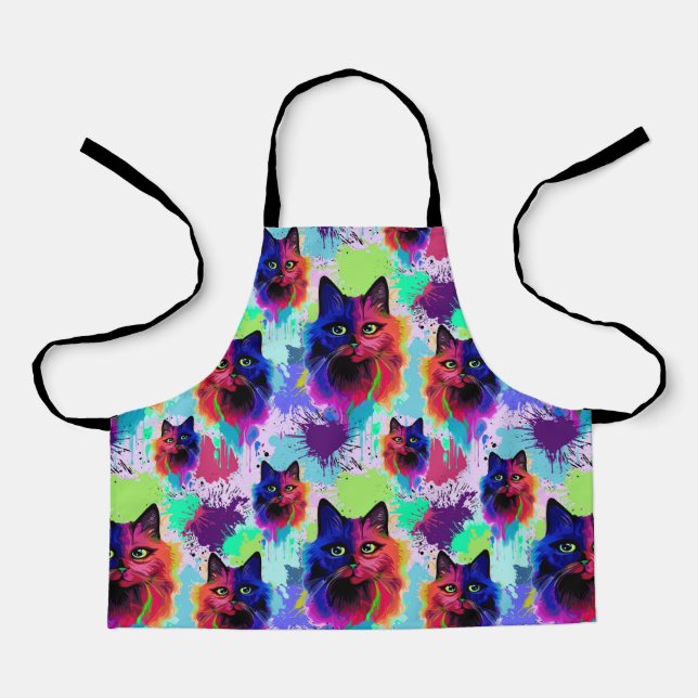 Tablier Cat Trippy Psychedelic Pop Art (Recto)