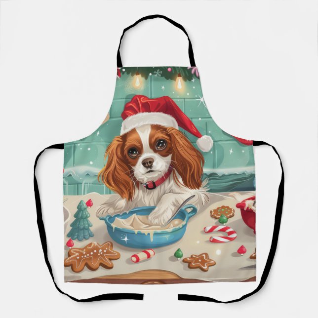 Tablier Cavalier King Charles Spaniel Baking Noël (Recto)