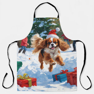 Tablier Cavalier King Charles Spaniel Neige avec Noël