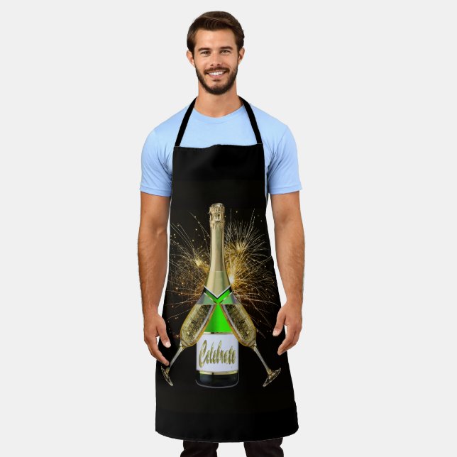 Tablier Célébration de la bouteille de champagne  (Porté)