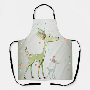 Tablier Célébration de Noël Cerfs Verts Vacances Mignon