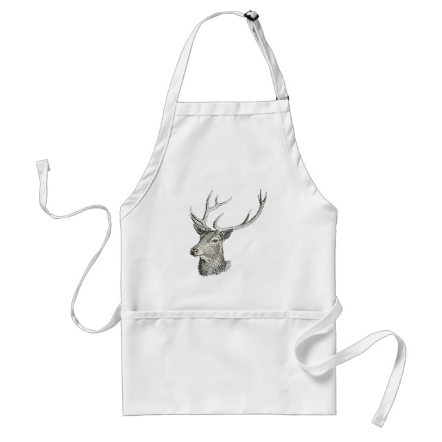 Tablier Cerf Buck Head avec Antlers Black and White Art (Devant)