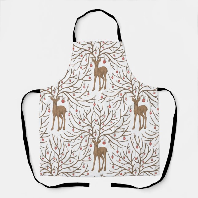 Tablier Cerf de Noël sur fond blanc (Recto)