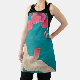 Tablier Cerise en fleurs et colombe