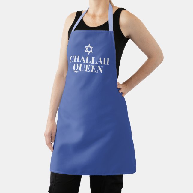 Tablier Challah Queen, Amusante Typographie moderne Bleu (Insitu)