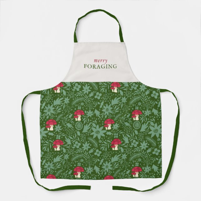 Tablier Champignon Noël Cottagecore Apron (Recto)