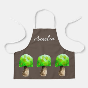 Tablier Champignon vert aquarelle champignons mignons