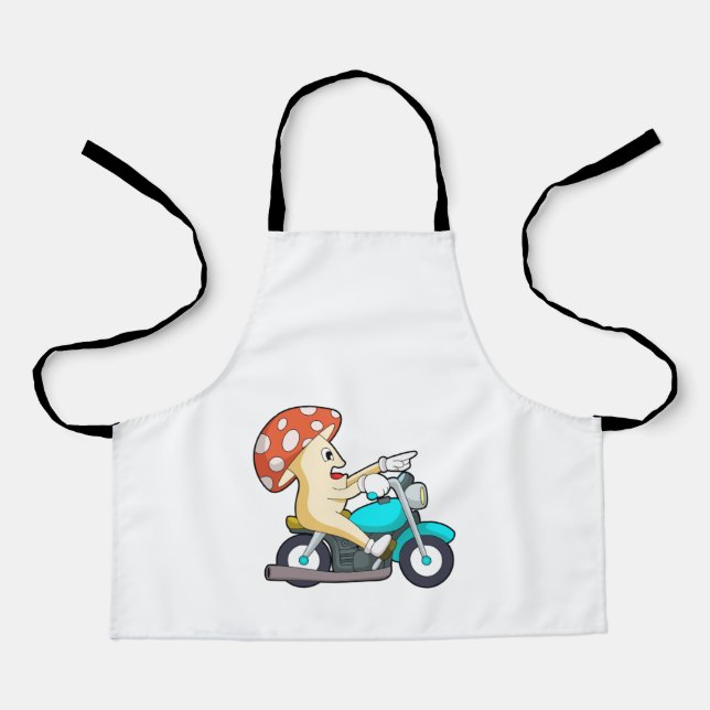 Tablier Champignons en moto avec moto (Recto)