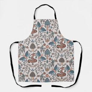 Tablier Champignons Fox & Dragonfly Cute Motif d'automne